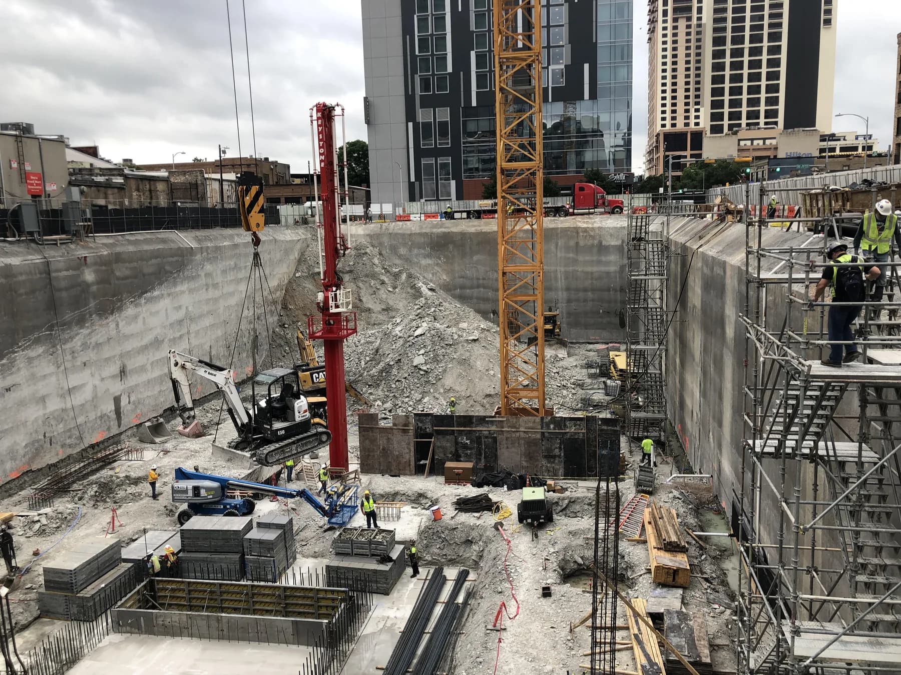 The Modern, downtown Austin, excavation and foundation phase